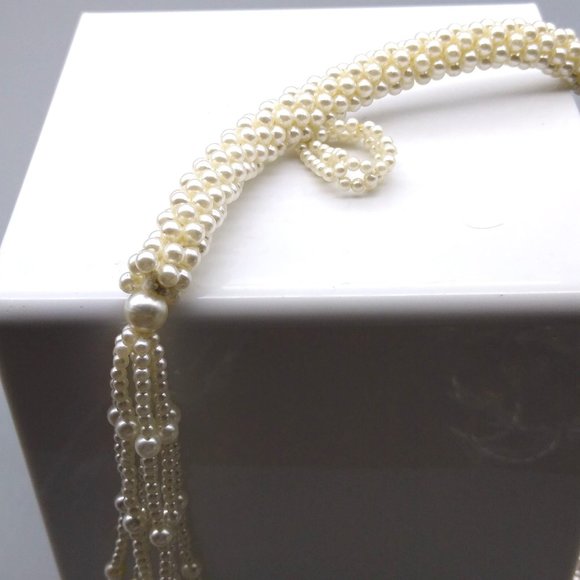Crocheted Seed Pearls Rope Lariat, Elegant Flapper Sautoir, Classy Vintage - Picture 5 of 5